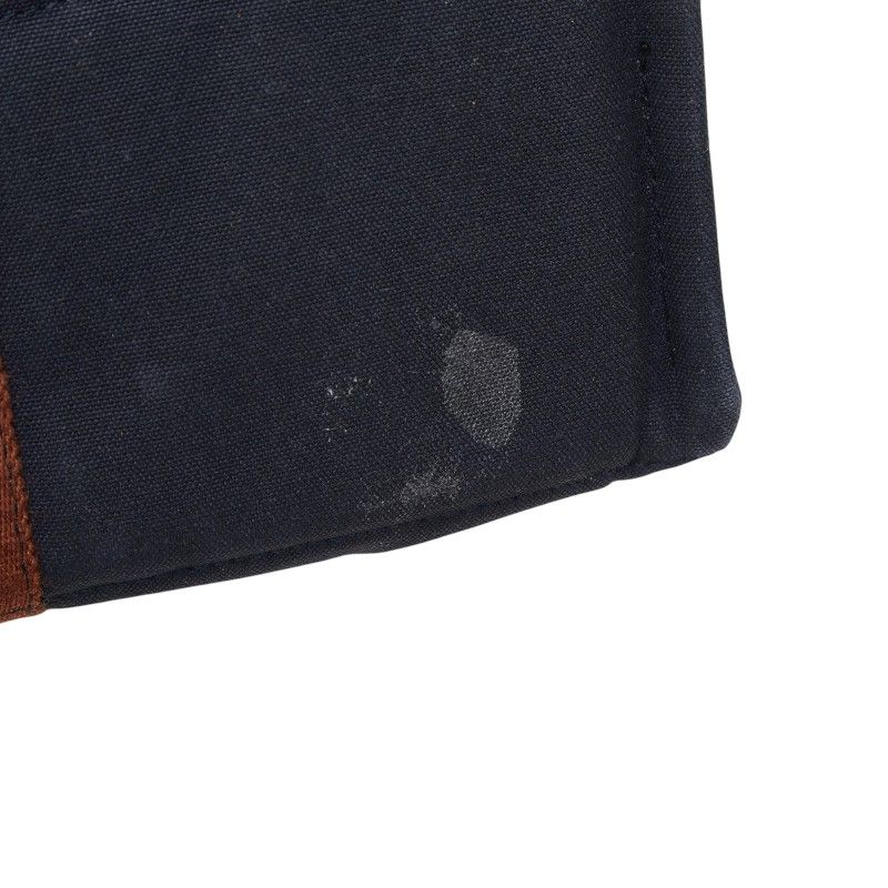 Hermes Fourre Tout MM Tote Bag Navy Brown Cotton — view 8