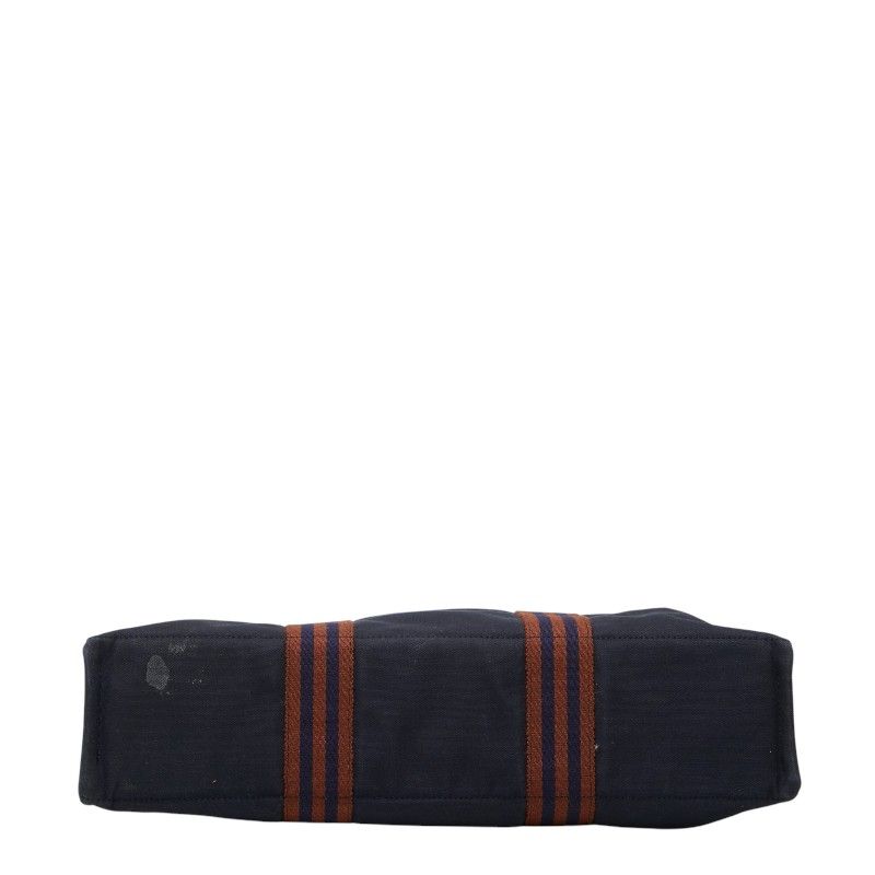 Hermes Fourre Tout MM Tote Bag Navy Brown Cotton — view 3