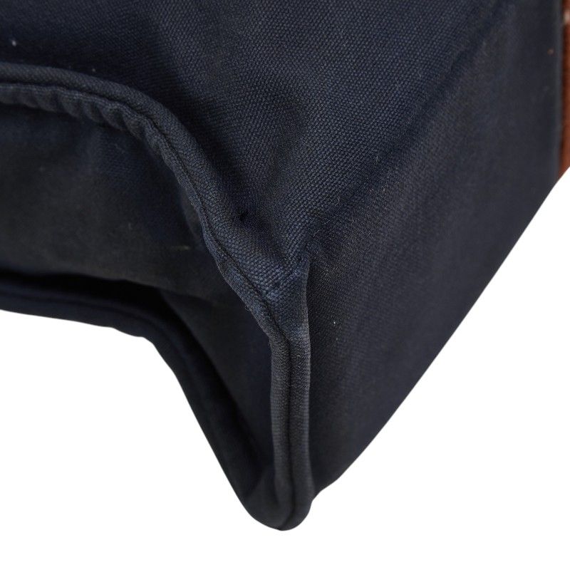 Hermes Fourre Tout MM Tote Bag Navy Brown Cotton — view 7