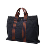 Hermes Fourre Tout MM Tote Bag Navy Brown Cotton — view 2