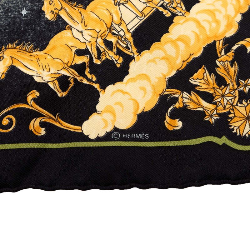 Hermes Carre 42 Cosmos Scarf Black Multicolor Silk — view 5