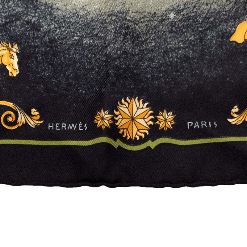 Hermes Carre 42 Cosmos Scarf Black Multicolor Silk — view 4