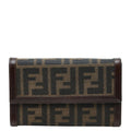 Fendi Zucca Wallet Brown Canvas Leather