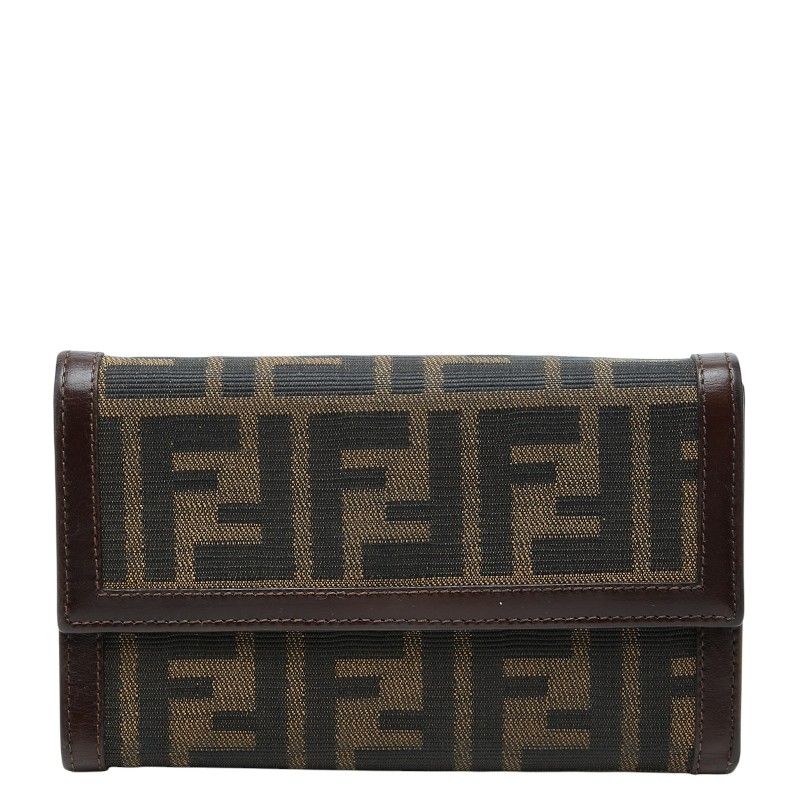 Fendi Zucca Wallet Brown Canvas Leather
