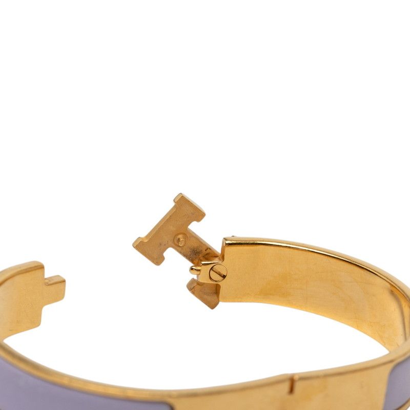 Hermes Click PM Bracelet Bangle Gold Purple Plated Enamel — view 5