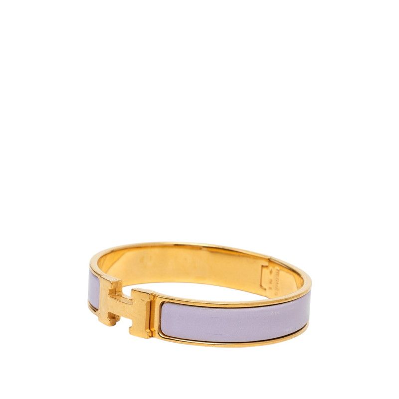 Hermes Click PM Bracelet Bangle Gold Purple Plated Enamel — view 2