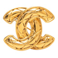 Chanel Vintage Quilted Brooch Gold Plated
