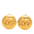 Chanel Vintage CC Logo Earrings Gold Plated