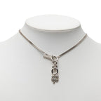 Chanel Clover Motif Chain Necklace Silver Metal Rhinestone — view 6