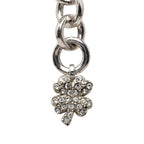 Chanel Clover Motif Chain Necklace Silver Metal Rhinestone — view 2