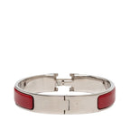 Hermes Click PM Bracelet Bangle Silver Red Bordeaux Metal Enamel — view 3