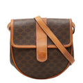 Celine Macadam Crossbody Shoulder Bag Brown Leather