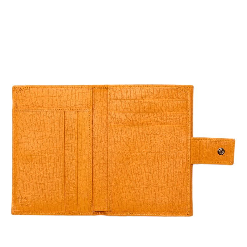 Gucci Logo Middle Wallet Bifold Orange Yellow Leather — view 4