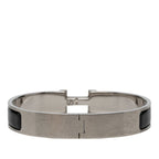 Hermes Click HH T5 XL Enamel Bracelet Bangle Silver Black Metal — view 4