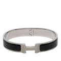 Hermes Click HH T5 XL Enamel Bracelet Bangle Silver Black Metal