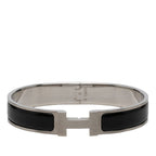 Hermes Click HH T5 XL Enamel Bracelet Bangle Silver Black Metal — view 2