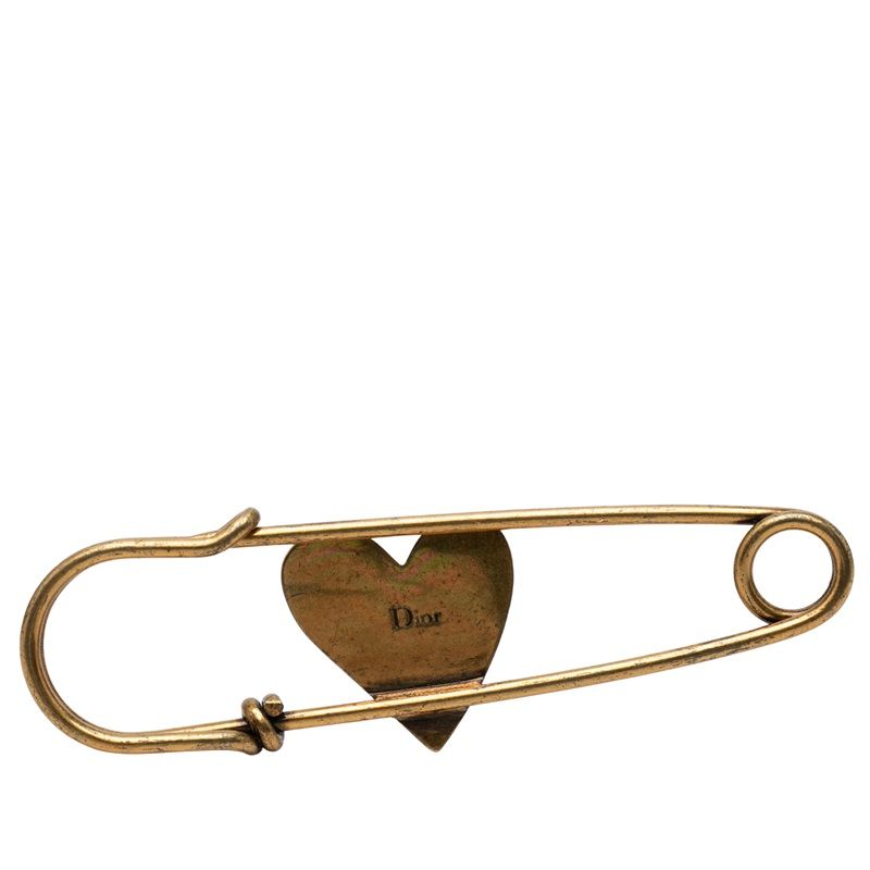 Dior Heart Pin Brooch Gold Multicolor Plated — view 2