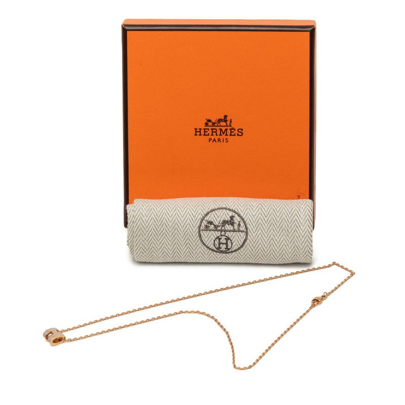 Hermes Mini Pop Necklace Gold Beige Plated — view 7