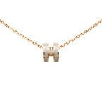 Hermes Mini Pop Necklace Gold Beige Plated — view 2