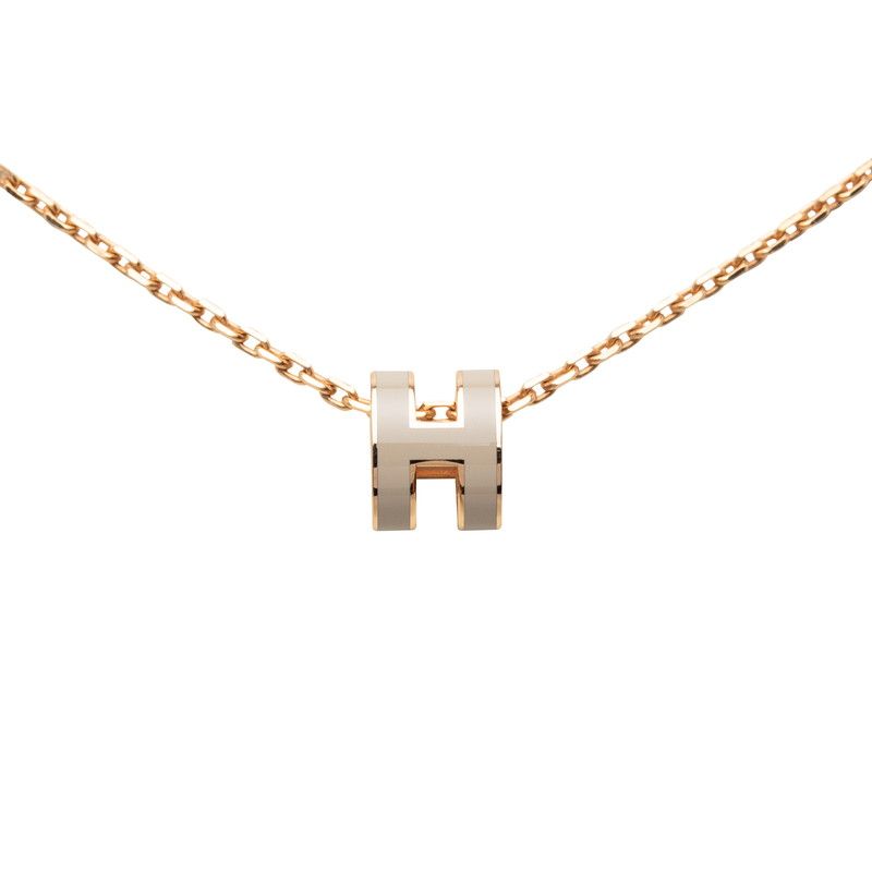 Hermes Mini Pop Necklace Gold Beige Plated — view 2