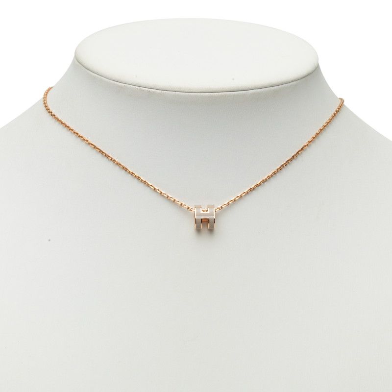 Hermes Mini Pop Necklace Gold Beige Plated — view 6