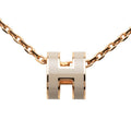 Hermes Mini Pop Necklace Gold Beige Plated