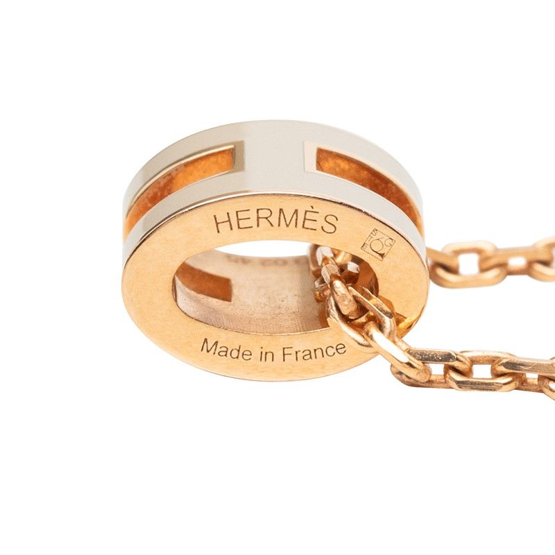 Hermes Mini Pop Necklace Gold Beige Plated — view 5