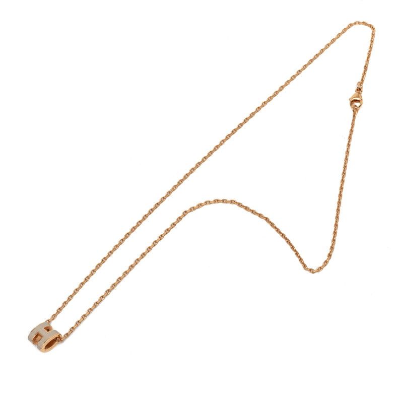 Hermes Mini Pop Necklace Gold Beige Plated — view 3