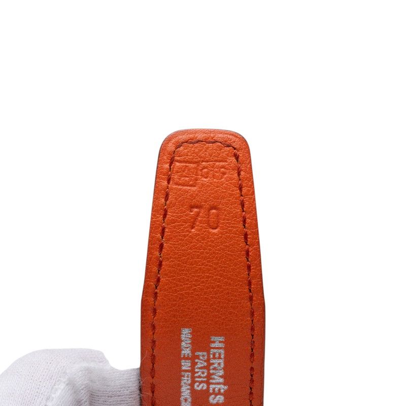 Hermes Constance Belt Reversible Buckle Orange Black Gold Box Calf Swift — view 5