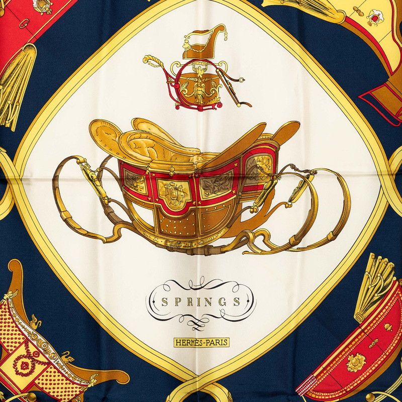 Hermes Carre 90 Springs Scarf Navy Silk — view 2
