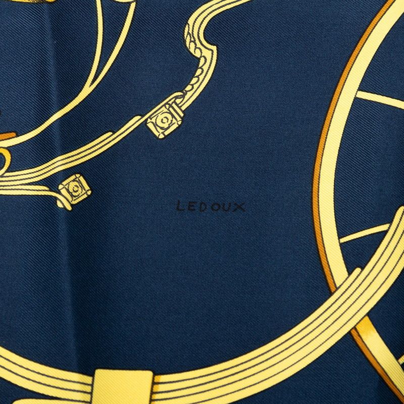 Hermes Carre 90 Springs Scarf Navy Silk — view 4