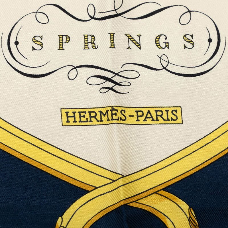 Hermes Carre 90 Springs Scarf Navy Silk — view 3