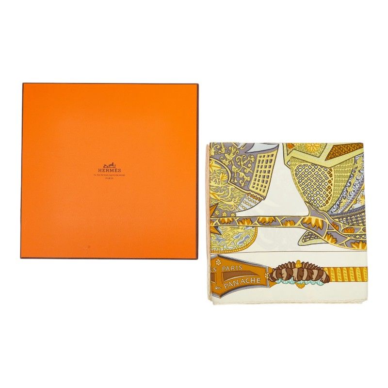 Hermes Carre 90 Armets en Panache Feather Cavalry Helmet Scarf Multicolor Silk — view 7
