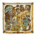 Hermes Carre 90 Armets en Panache Feather Cavalry Helmet Scarf Multicolor Silk