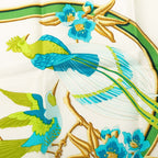 Hermes Carre 90 Caraibes Caribbean Bird Scarf Navy White Silk — view 5