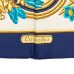 Hermes Carre 90 Caraibes Caribbean Bird Scarf Navy White Silk — view 3