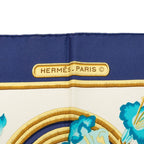 Hermes Carre 90 Caraibes Caribbean Bird Scarf Navy White Silk — view 4