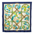 Hermes Carre 90 Caraibes Caribbean Bird Scarf Navy White Silk