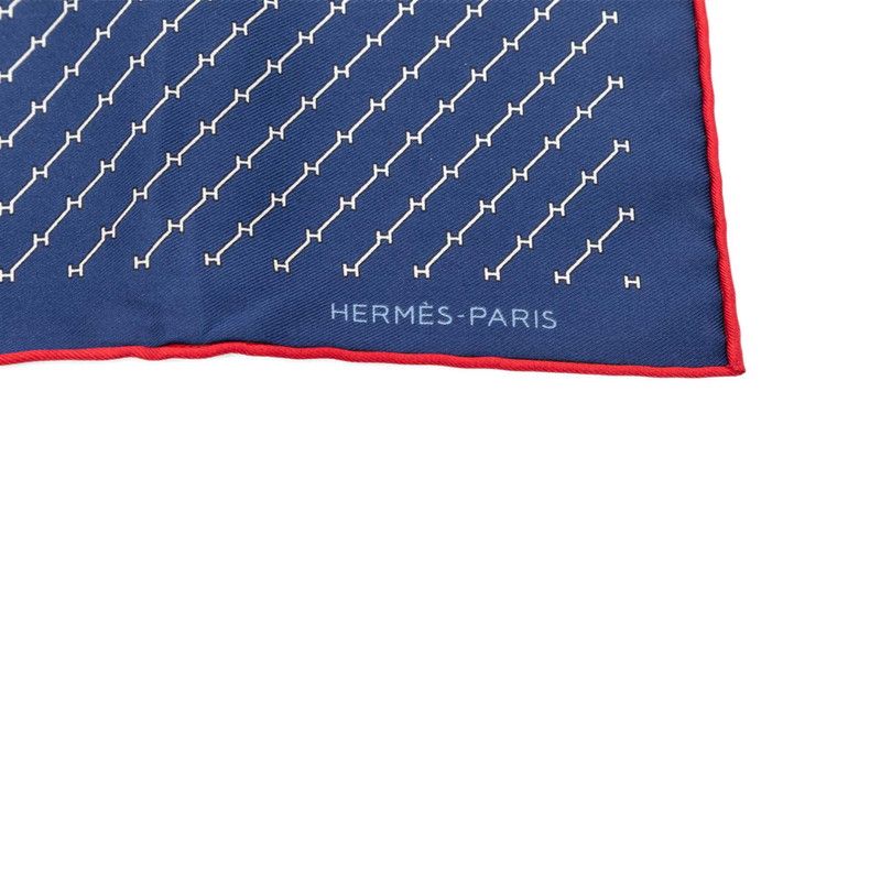 Hermes Carre 45 Geometric Scarf Navy Red Silk — view 3