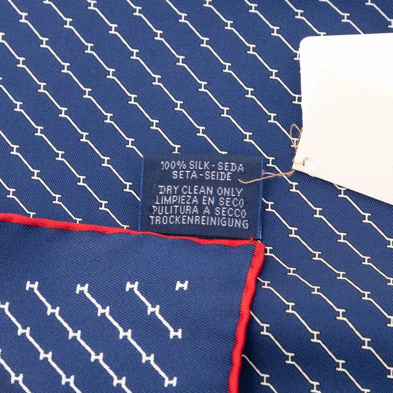 Hermes Carre 45 Geometric Scarf Navy Red Silk — view 6