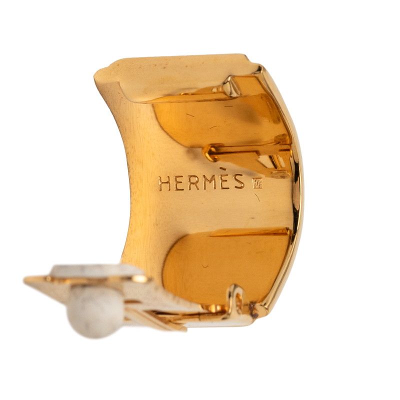 Hermes Enamel Cloisonne Earrings Gold Blue Plated — view 3