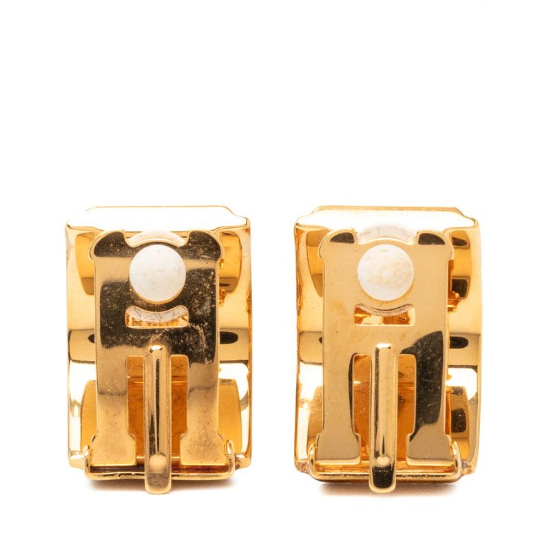 Hermes Enamel Cloisonne Earrings Gold Blue Plated — view 2