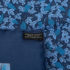 Hermes Carre 45 Petit Gavroche Grape Vines Gray Scarf Navy Blue Silk — view 5