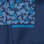 Hermes Carre 45 Petit Gavroche Grape Vines Gray Scarf Navy Blue Silk — view 3