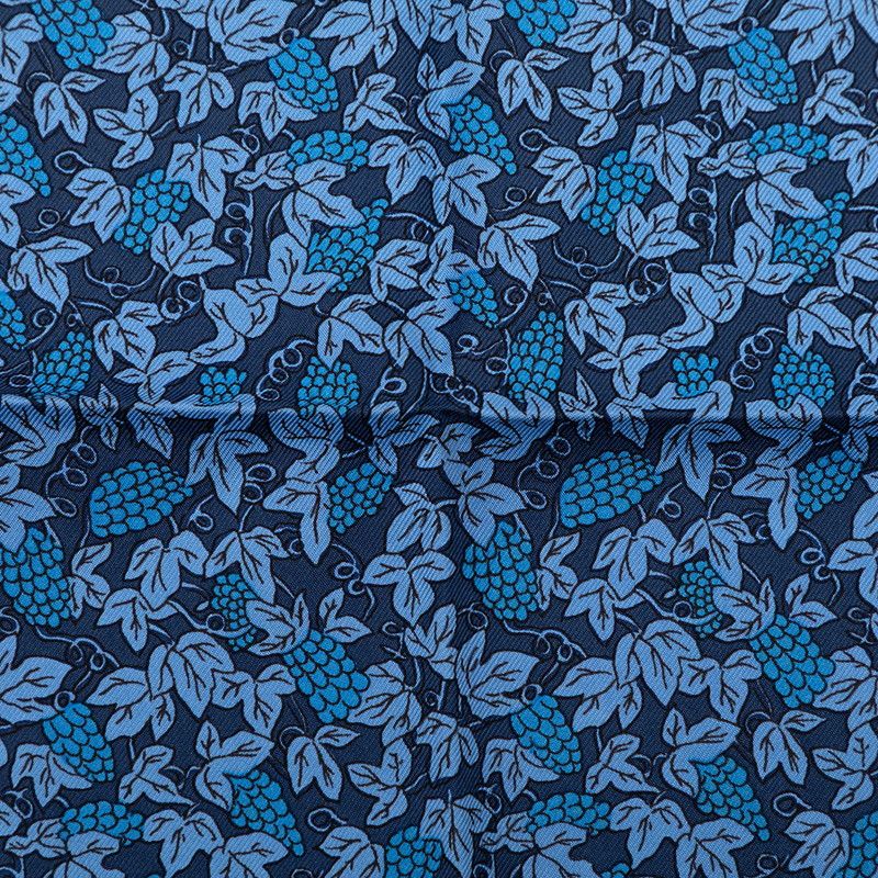 Hermes Carre 45 Petit Gavroche Grape Vines Gray Scarf Navy Blue Silk — view 2