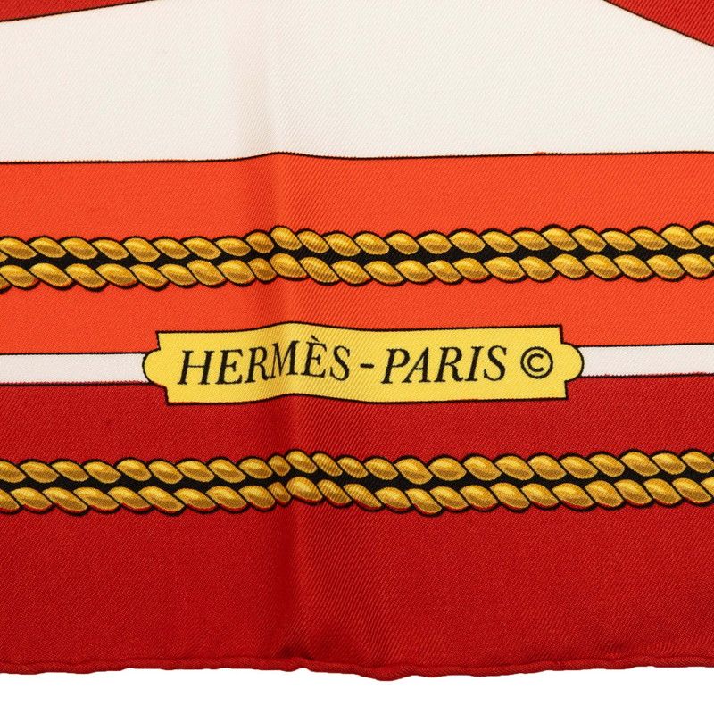 Hermes Carre 90 Chateaux D'arriere Scarf Red Silk — view 4