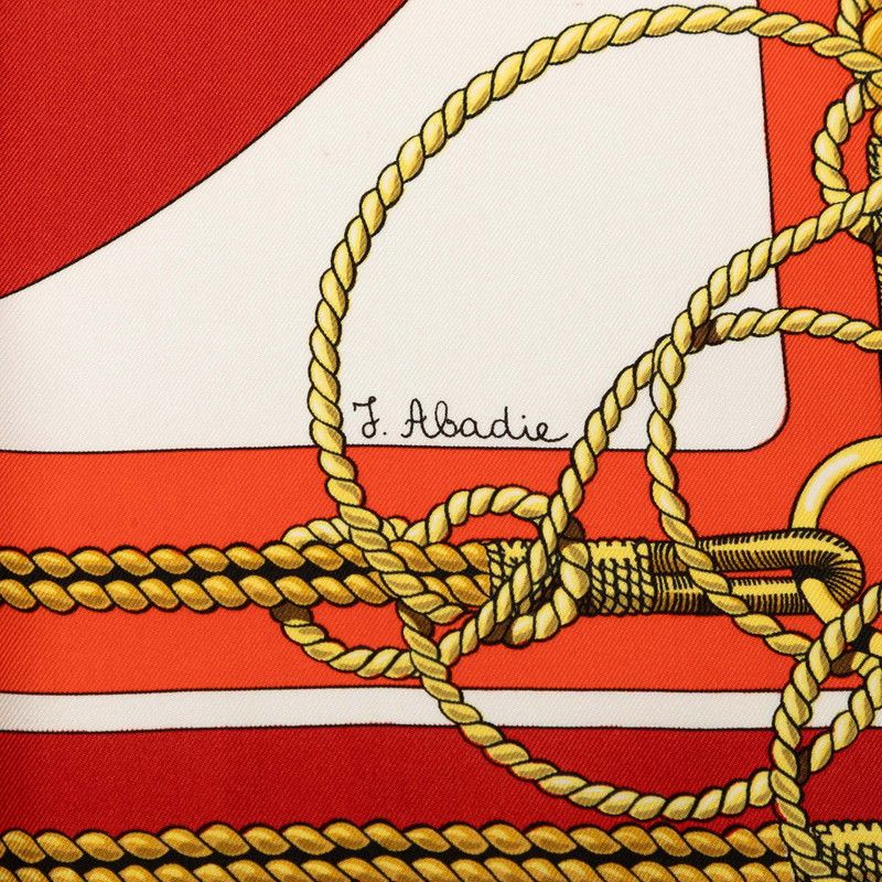 Hermes Carre 90 Chateaux D'arriere Scarf Red Silk — view 5
