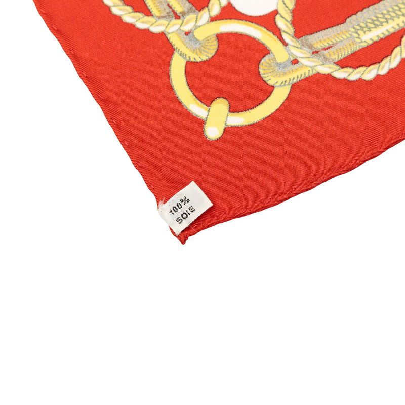 Hermes Carre 90 Chateaux D'arriere Scarf Red Silk — view 7