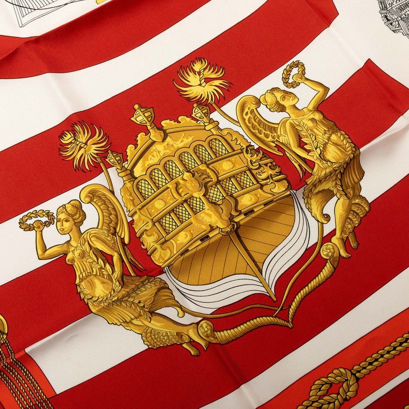 Hermes Carre 90 Chateaux D'arriere Scarf Red Silk — view 3