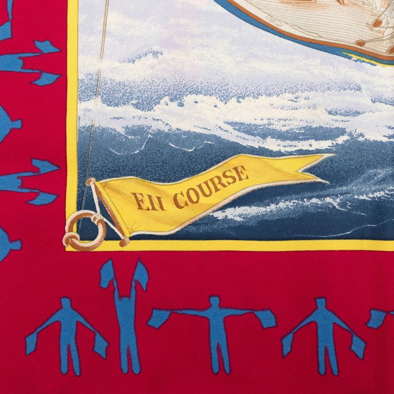 Hermes Carre 90 en Course Scarf Purple Blue Silk — view 5